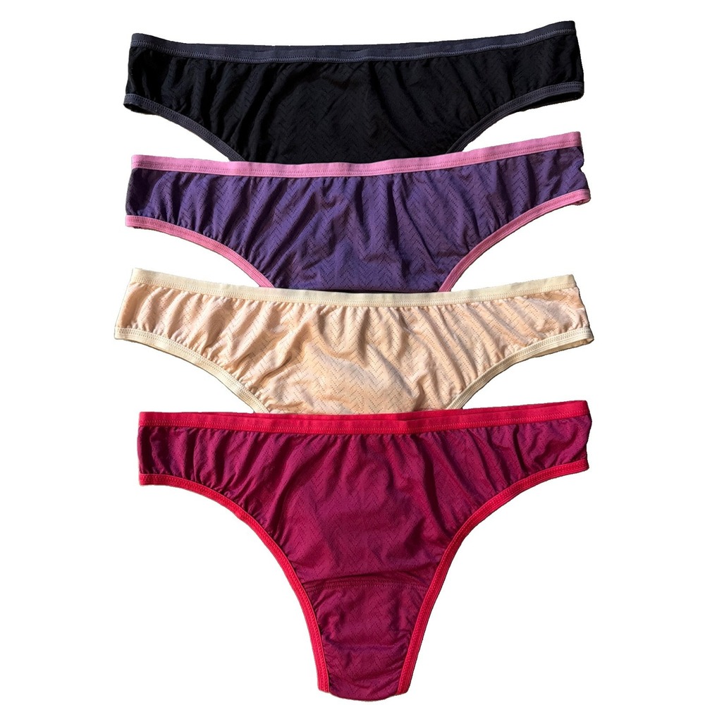 Hanky Panky MoveCalm Natural Rise Thong 4-Pack Size M Multicolor NWT